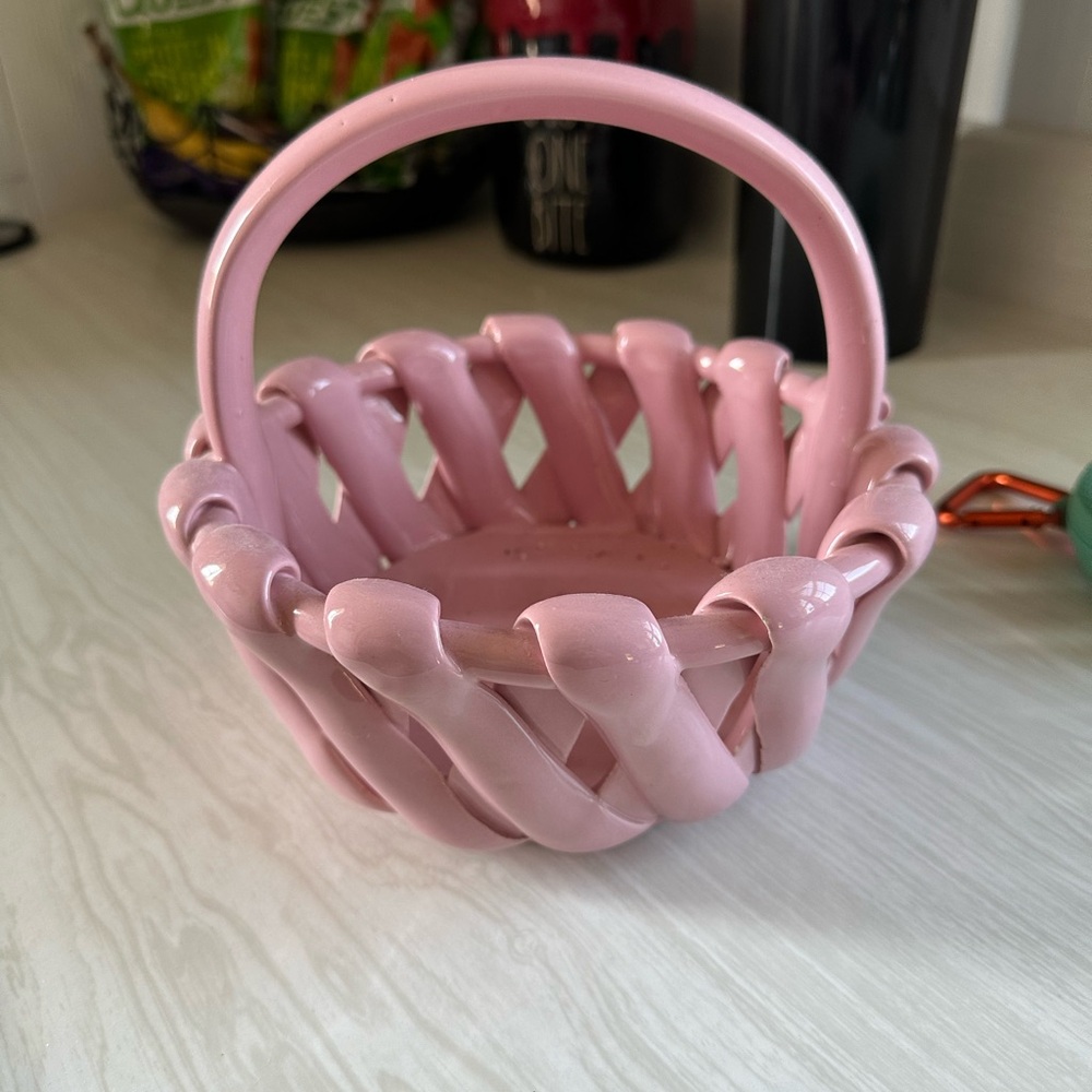 Pink ceramic basket
